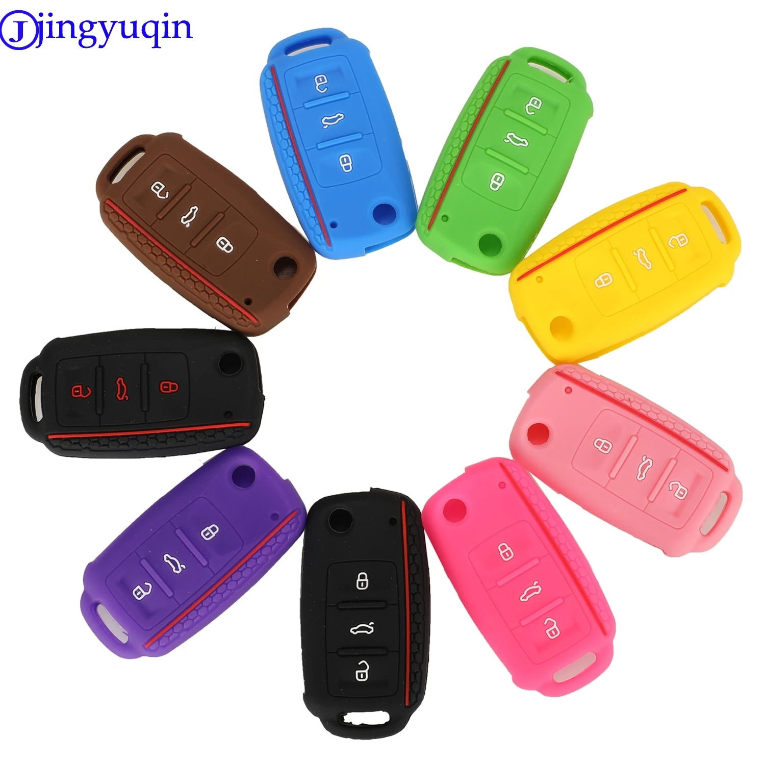 Силиконовый чехол без ключа jingyuqin для VW Caddy Golf Jetta Polo Passat Scirocco Tiguan Skoda Octavia Seat