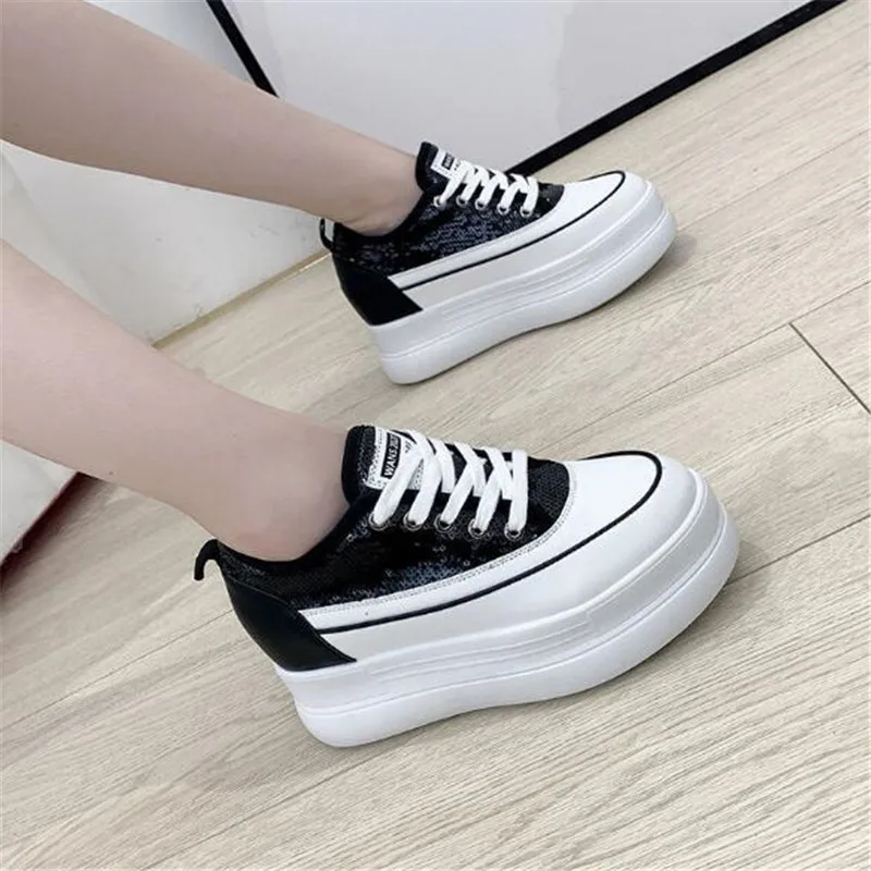 

New women's shoes fashion thick-soled patchwork laces increased lightness and comfort versatile casual shoes women