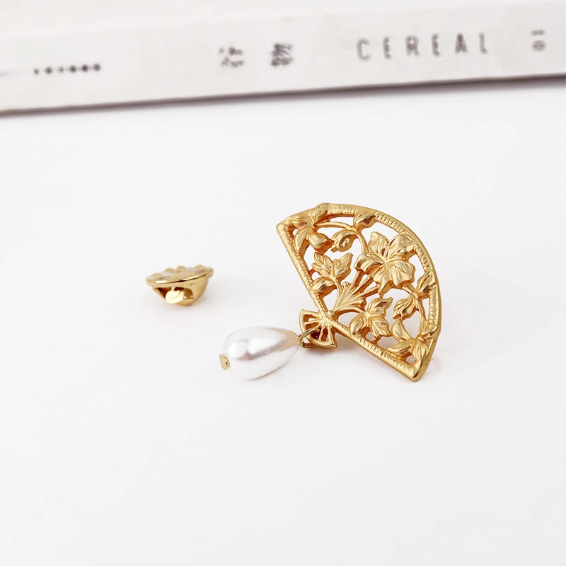 Женская Брошь с резным цветком ажурная брошь золотого веера Ювелирное Украшение