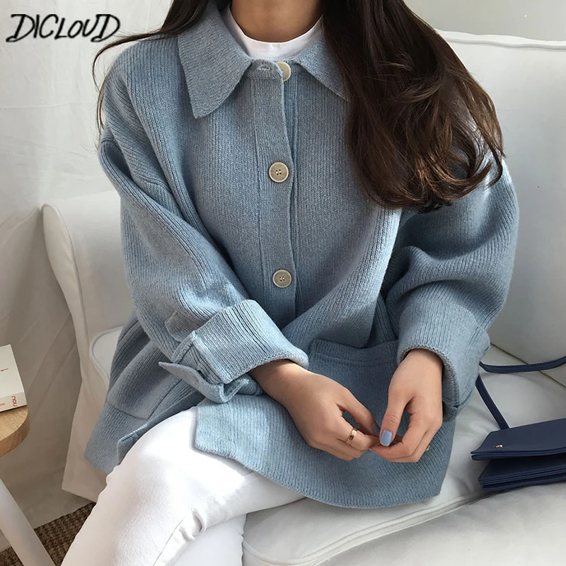 DICLOUD винтажные короткие вязаные свитера женские модные большие зимние пальто