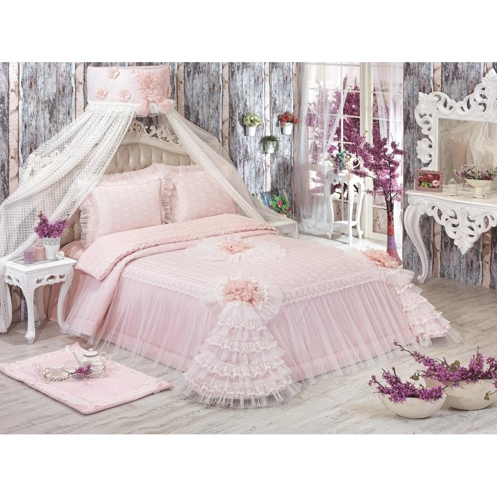 

Violet Double Bed Cover Powder
