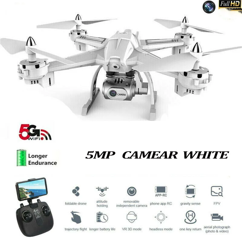 Горячая rc вертолет 20 мин Летающий Дрон с 1080P WiFi FPV камера RC Квадрокоптер электрическая игрушка Дрон самолет подарок на день рождения - Цвет: white 5mp camera