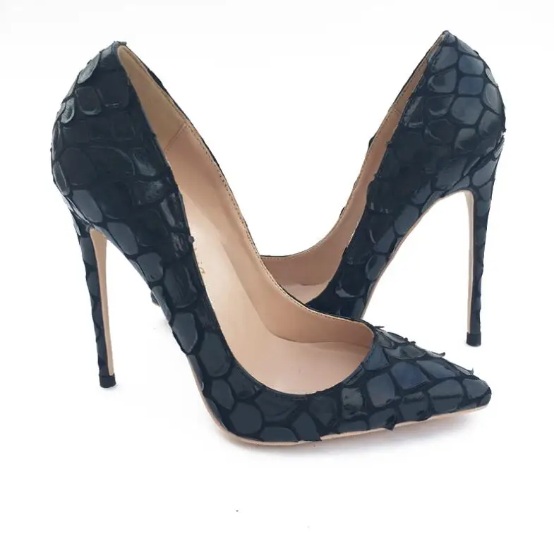 1 /10/8 см mujeres; обувь на каблуке-шпильке; tacones altos señoras пикантные negro serpiente tacones finos puntiagudos vestido cómodo zapato de boda - Цвет: 1