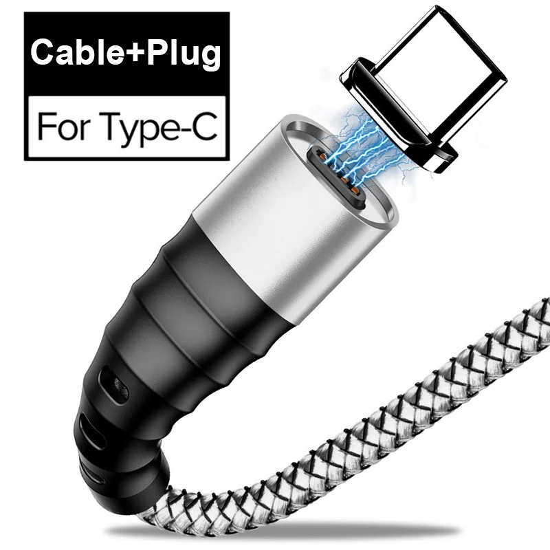 Магнитный кабель 3A type-C для samsung A70 huawei P30 lite Micro usb провод для быстрого заряда USB C Магнитный телефонный кабель для Xiaomi - Цвет: Silver For Type-c