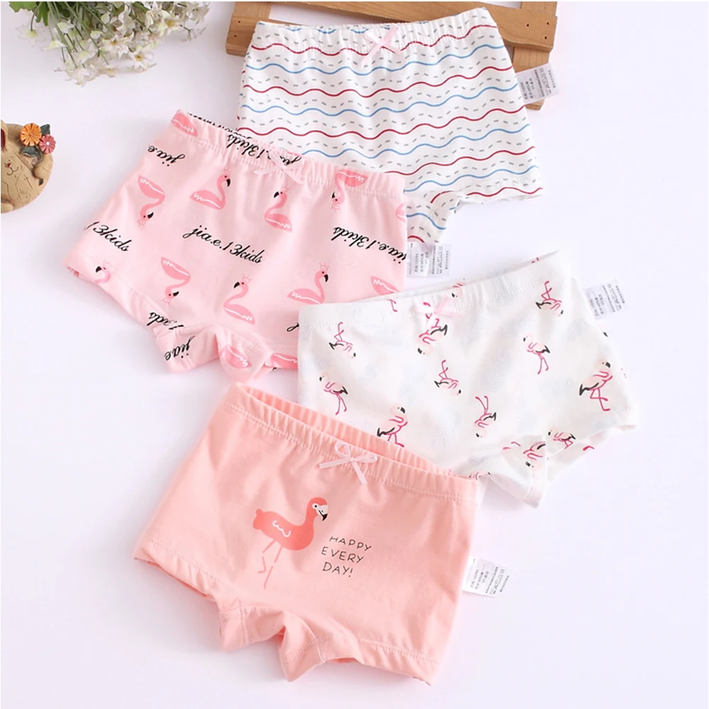 Girls Panties Kids Cotton Underwear Children's Briefs Clouds Love Crown Carrots Umbrella Cartoon Short 4pcs/Lot