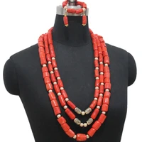 4ujewelry african bridal jewelry sets 3 layers nigerian women wedding jewellery set nature coral beads jewelry set 2019 3 pieces