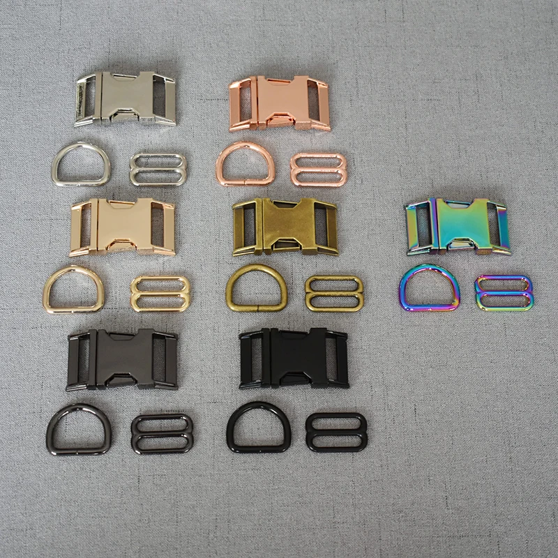 

100 set/lot 25mm Plastic buckle metal D ring adjuter strap buckle slider for High quality hardware pet dog collar accessory