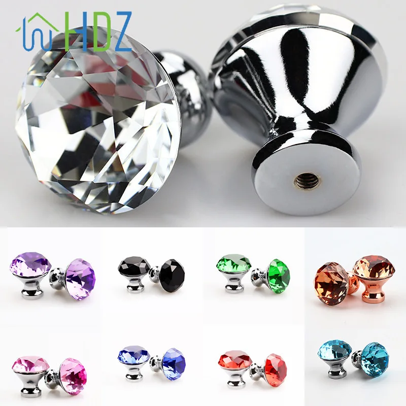 

1PC Cabinet Knobs Drawer Knobs Pull Crystal Glass Diamond Cabinet Dresser Pulls Cupboard Knobs with Screws for Kitchen Bathroom