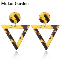 mg trendy geometric triangle leopard earrings for women gray acetic acid new elegant dangle acrylic earrings resin jewelry 2019