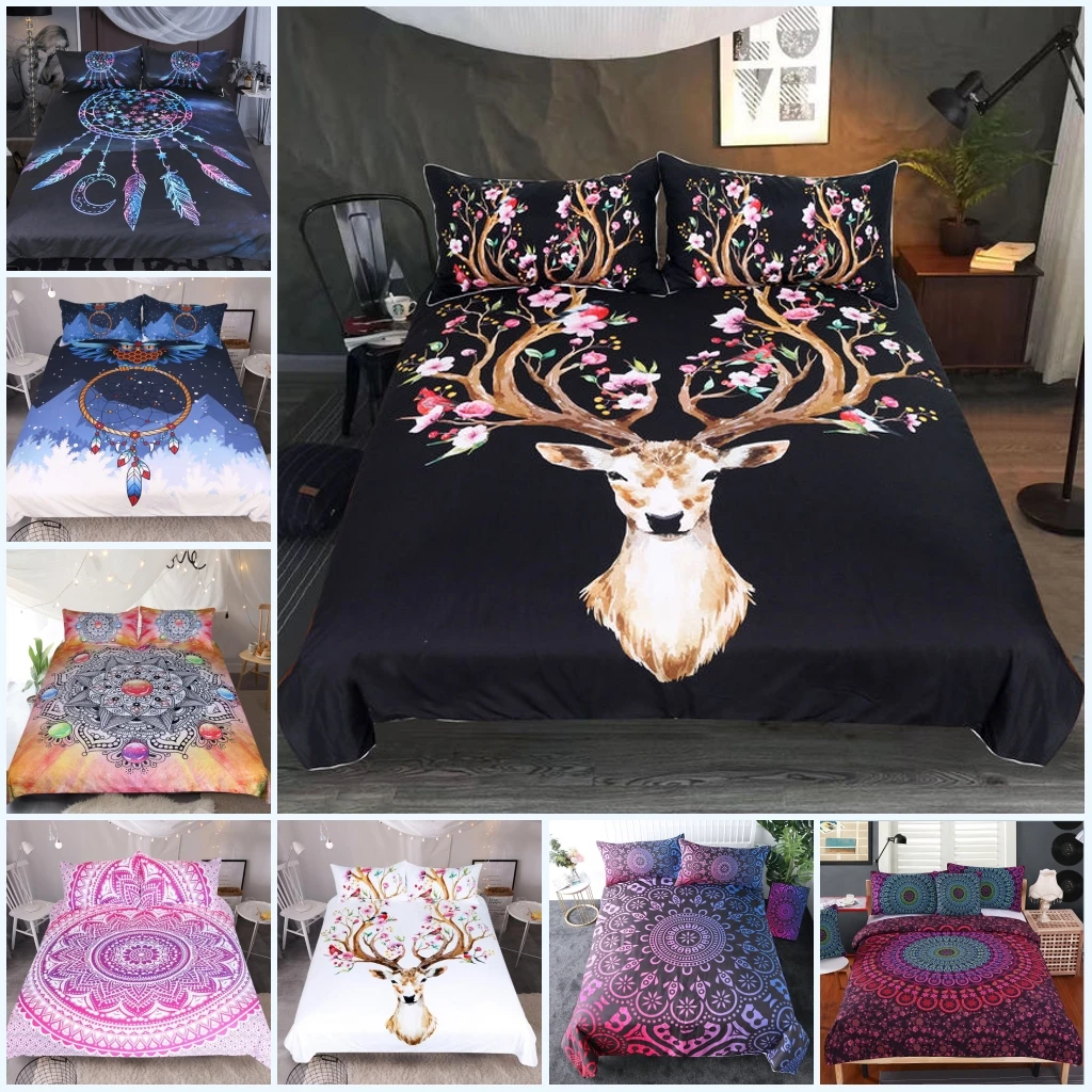 Комплект постельного белья Housse De Couette из 3 предметов в богемном стиле с красочными