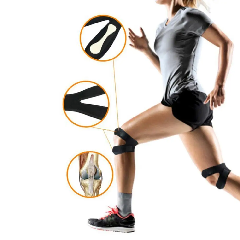 

Double Patella Breathable Flexible Sports Knee Brace Exercise Help Pain Soreness Support Strap Fitness Pressure Pad Reduce D8I6