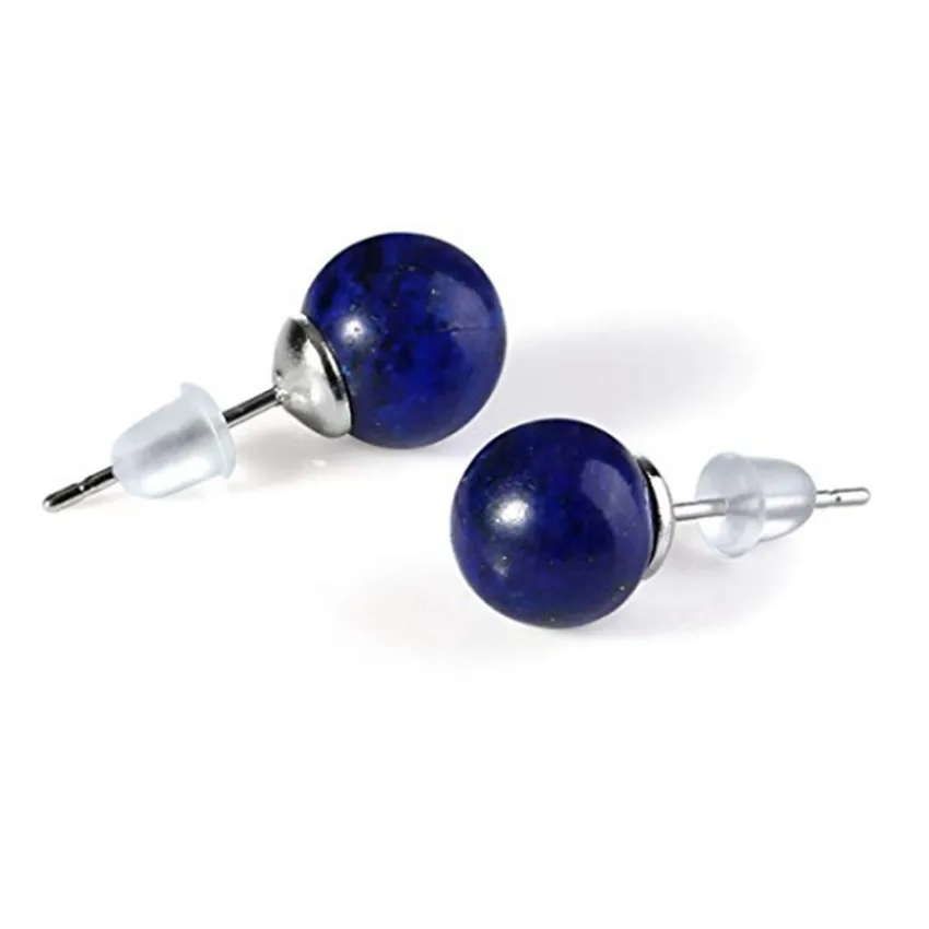 

Lapis Lazuli Silver Plated Small Beads Stud Earrings Red Stone Simple Style Jewelry