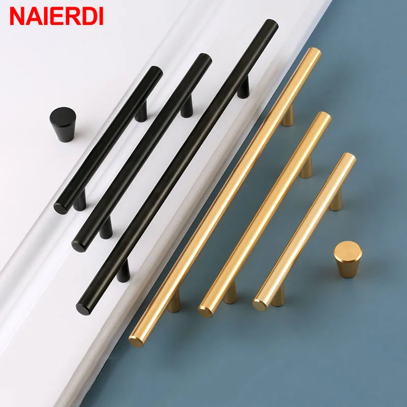 NAIERDI черная золотая ручка для шкафа Матовая нержавеющая сталь кухонная дверная