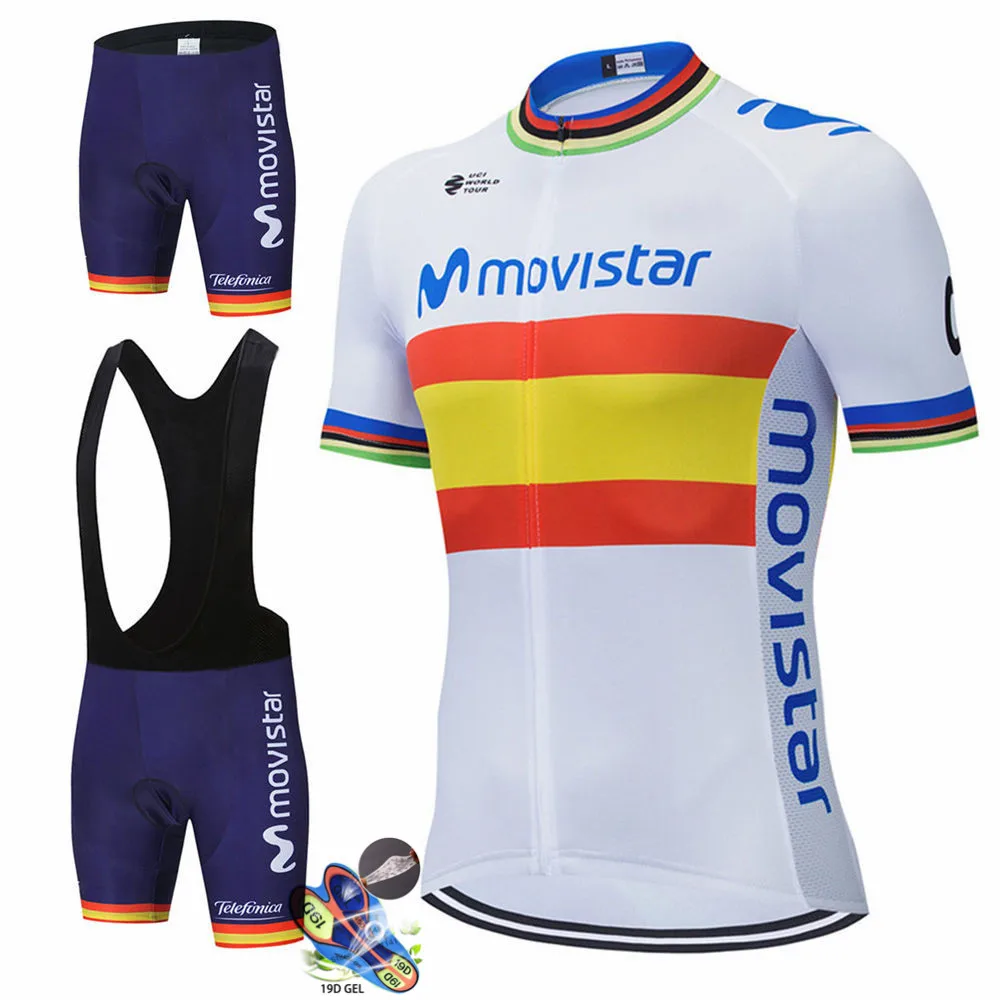 

2021 Black Movistar Bicycle Team Short Sleeve Maillot Ciclismo Men's Cycling Jersey Summer Breathable Cycling Clothing Sets