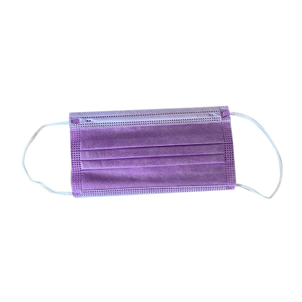 

50PC 3ply Mask purple Mouth Cover Protect Mouth Nose Soft and Breathable Protection Facemask Mascarilla Mouth-muffle Face Cover
