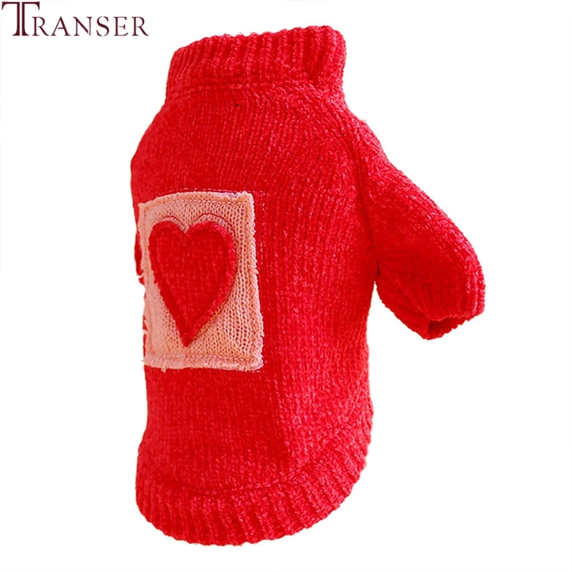 Transer с узором в виде сердца теплый красный вязаный свитер воротником под горло