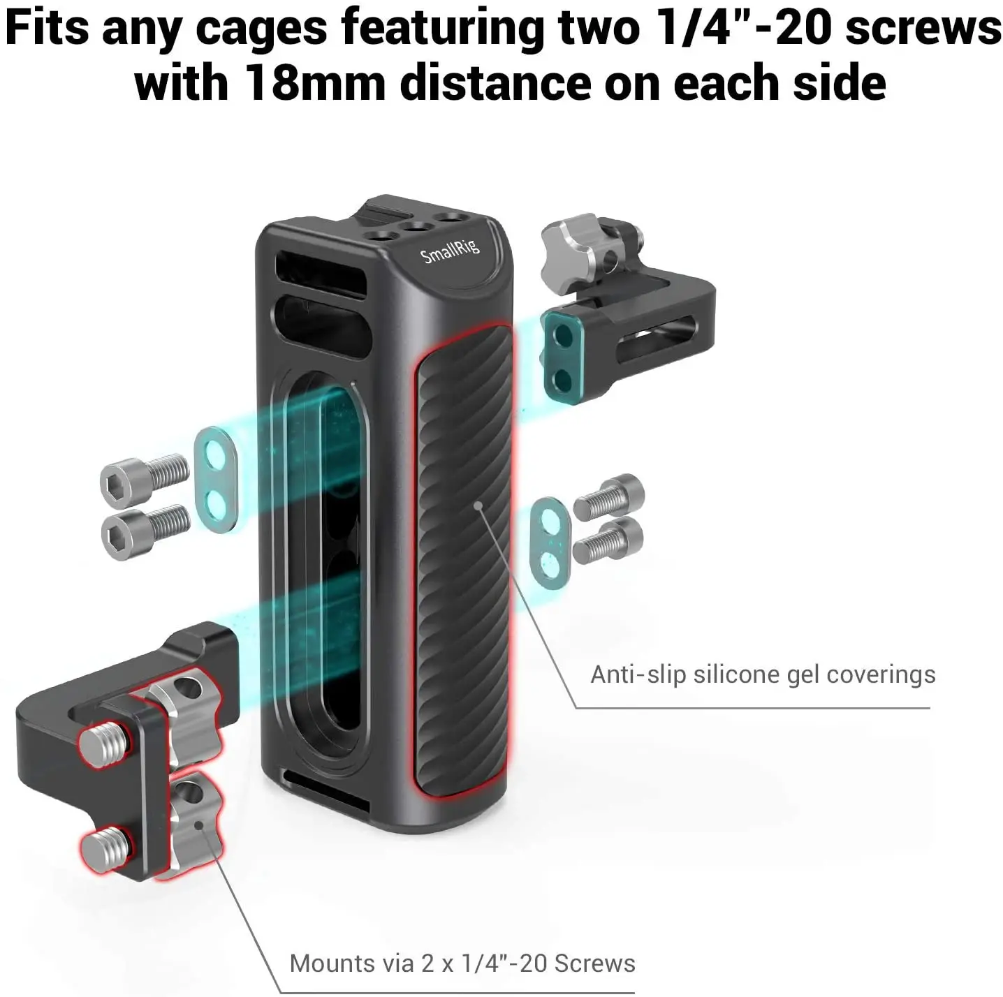 Универсальная боковая ручка SmallRig для камеры DSLR из алюминия с отверстиями для крепления и холодной обувью для микрофона (вариант DIY) 2425