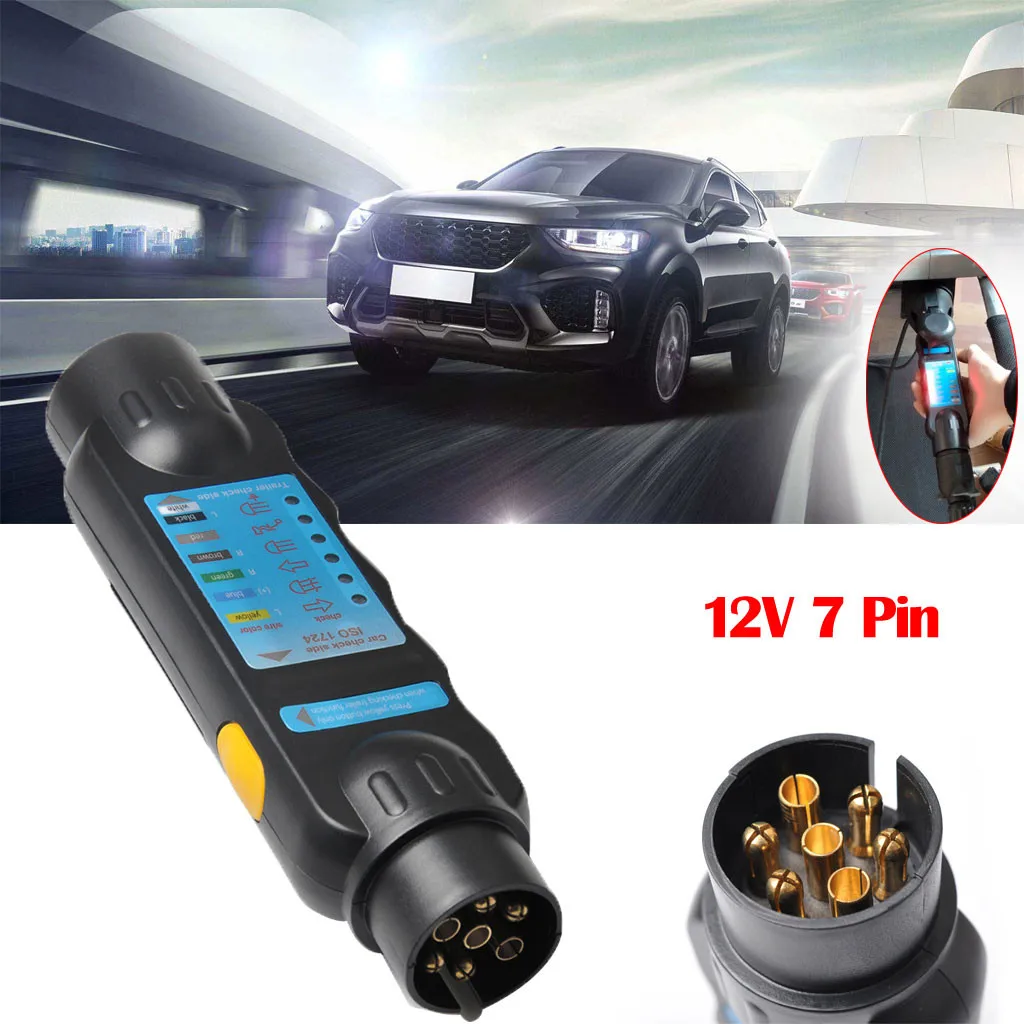 Car Trailer Tester 7 Pin Towing Light Cable Circuit Plug Socket with 2 Adapters 12V Electrics Diagnostic Tools High Quality #N | Автомобили