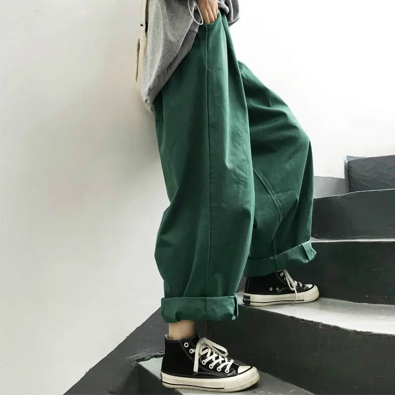 

Women Pants Solid Harajuku Wide Leg Trousers Womens Leisure New Ankle-length All-match Korean Style Daily Fashion