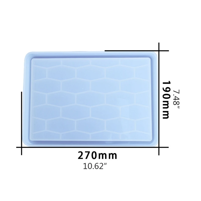 

X7AF Honeycomb Rectangle Tray Epoxy Resin Mold Serving Board Fruit Snack Plate Silicone Mould DIY Crafts Jewelry Holder Casting
