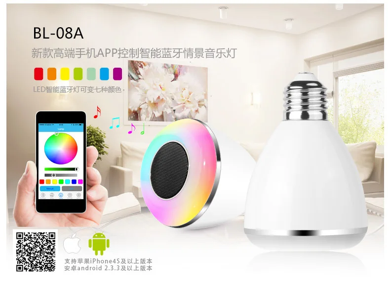 

Bluetooth Speaker LED Lamp Music Bulb 6W Lamp Intelligent E27 6W 110V-240V Bulb For iPhone IOS iPad Android APP caixa de som