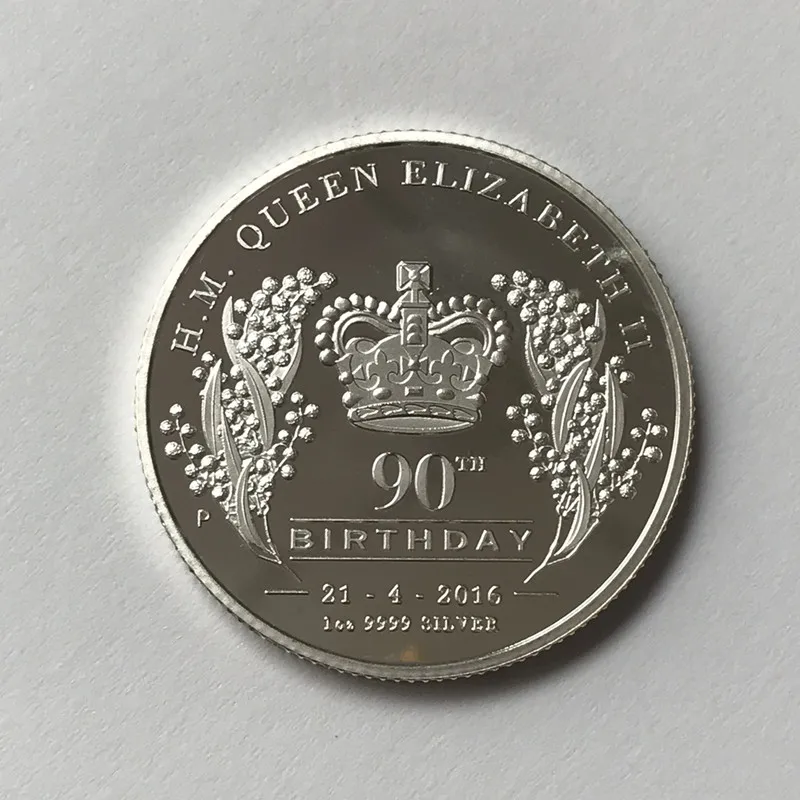 5 шт. Немагнитный Happy 90TH на день рождения Елизаветы 1 OZ с серебряным покрытием знак