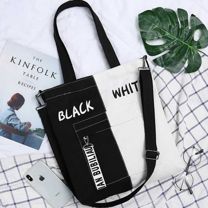 

Large capacity canvas women's bag, leisure shoulder belt, full bag, student, zipper, school, new in 2021