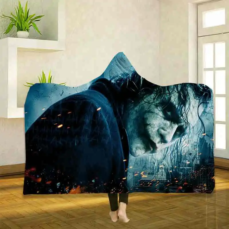 

The joker 3D Printing Throw Hooded Blanket Wearable Warm Fleece Bedding Office Quilts Soft Adults Travel 02