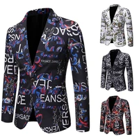mens blazer spring and autumn new style mens letter printing slimming single button hip hop men suit jacket