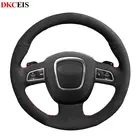 Сшитая вручную Черная мягкая замша чехол рулевого колеса автомобиля для Audi A3 8P Sportback A4 B8 Avant A8 D3 A6 C6 A5 8T Q5 8R Q7 4L S4 S3