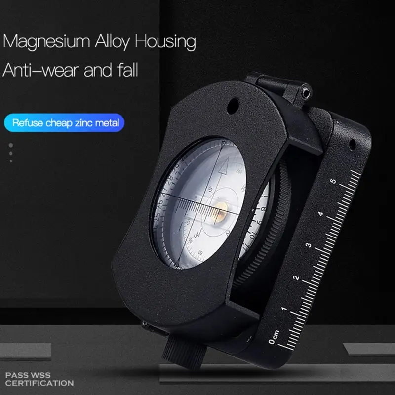 

LED luminous black compass flip instrument map pulley measuring for Map ranging azimuth night illumination