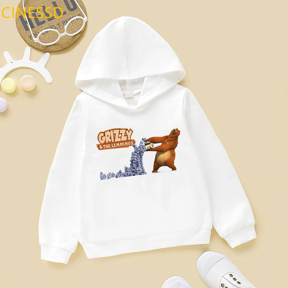 

Cartoon Grizzy And The Lemmings Children's Hoodies Autumn Winter Top Baby Boys Clothes Girls Fleece Hooded Sweatshirt 3-16Y