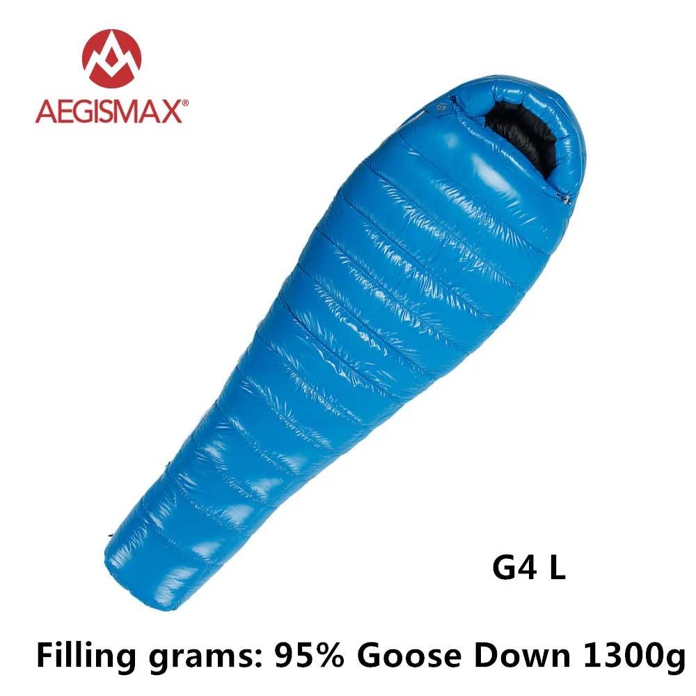 AEGISMAX G серия 95% белый гусиный пух Мумия зимний спальный мешок для кемпинга сверхлегкий дизайн перегородки сплайсинга удлиненный FP800 - Цвет: G4 L blue