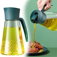 automatically open lid oil bottle dispenser creative sauce baking glass leak proof storage bottle salad kitchen tool accessorie