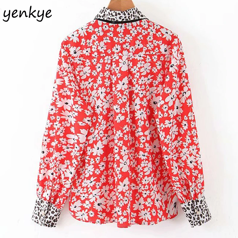 Женская винтажная блузка с длинным рукавом цветочным принтом | одежда