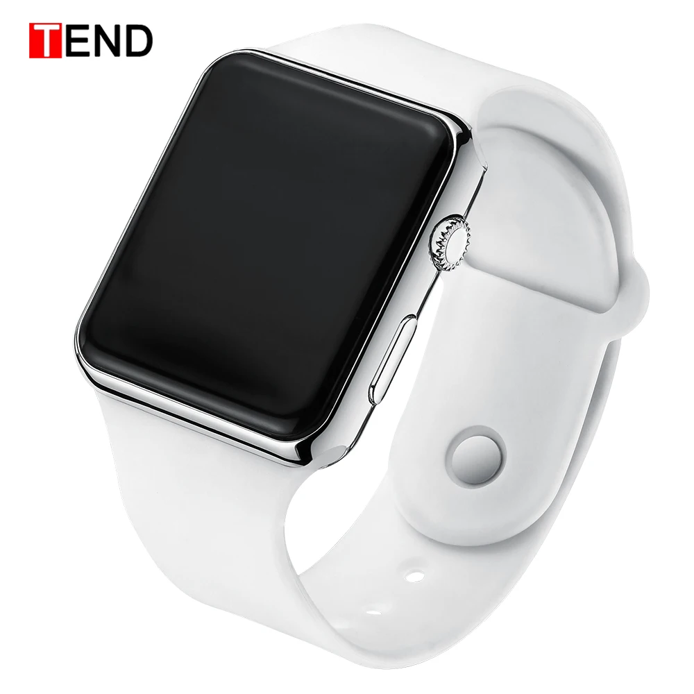 White Silver Fashion Men Watch Women Casual Sports Bracelet Watches White LED Electronic Digital Candy Color Silicone Wrist Watch Children - Цвет: White Silver