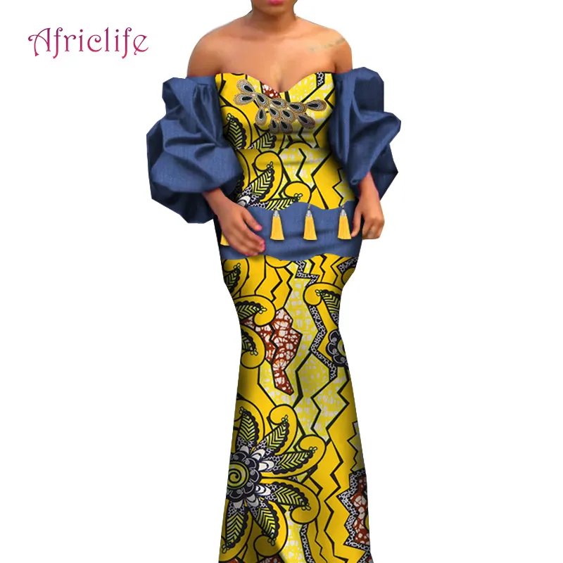 

Strapless Traditional African Women Clothing Exquisite Tassels Decoration Elegant Lady Wedding Birthday Party Clothing WY7303