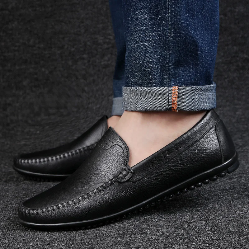 

Genuine Leather Men Loafers Shoes Men fashion Casual Shoes low-top Spring Comfort Slip-On Moccasins Flat Men Driving Shoes