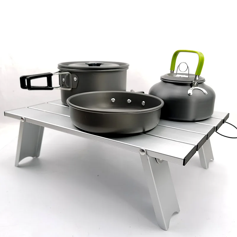 

Hot Sale Aluminum Alloy Silver Mini Outdoor Folding Table Furniture Picnic Barbecue Tours Tableware UltraLight Computer Bed Desk