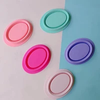 foldable silicone makeup brush cleaner multifunctional makeup tool scrubber beauty egg cleaner rose red light pink oval