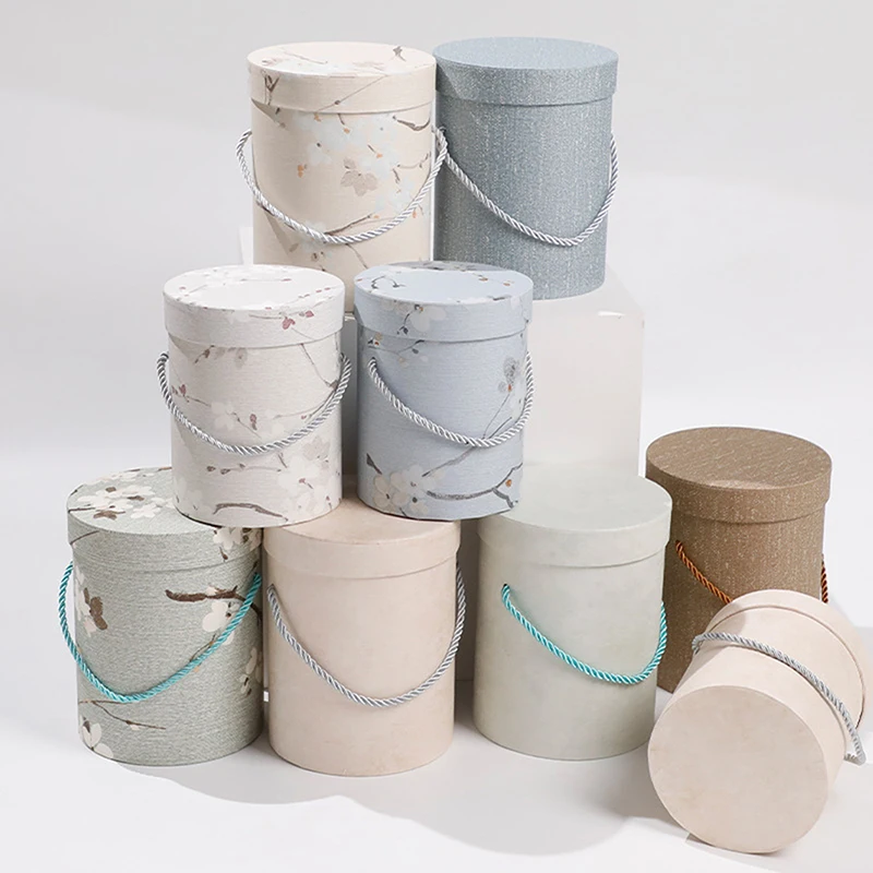 

1 шт. Круглые Цветочные бумажные коробки, крышка, ведро для объятий, ваза, Цветочная коробка, подарочная упаковочная коробка