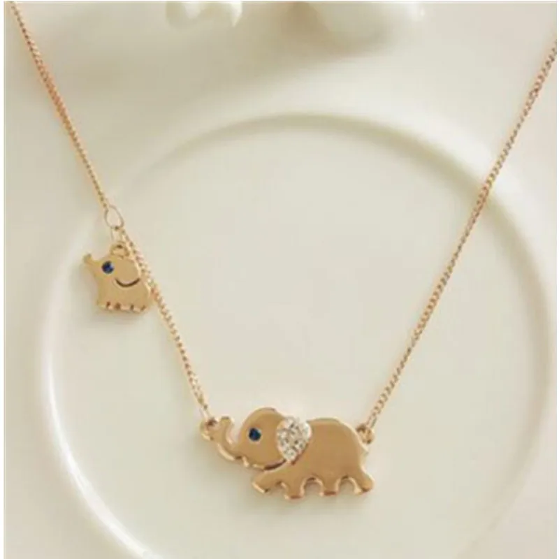 Cute Elephant Family Fashion Necklace for Women New Design Charming Metal Chain Elegant Collar Jewelry Wholesale | Украшения и