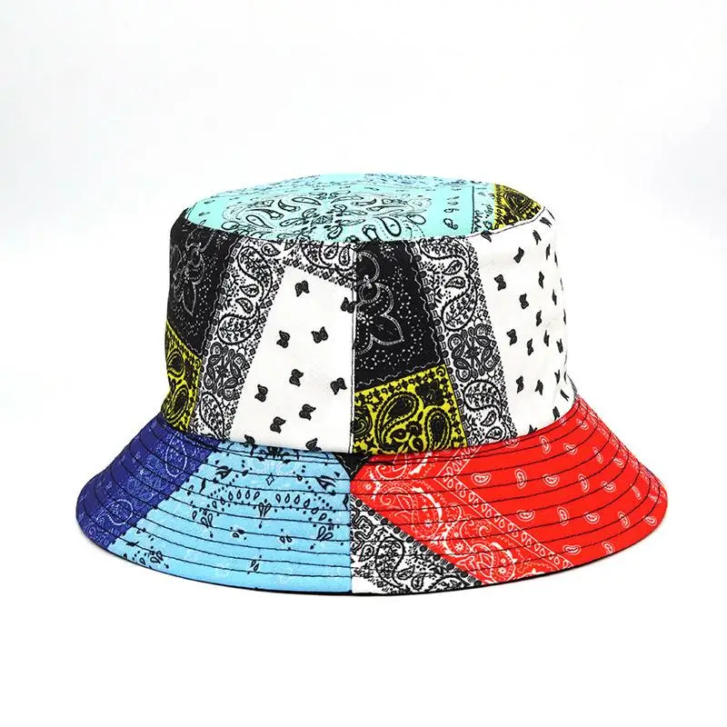 

2021 Cotton four seasons Patchwork Print Bucket Hat Fisherman Hat Outdoor Travel Hat Sun Cap Hats for Men and Women 393