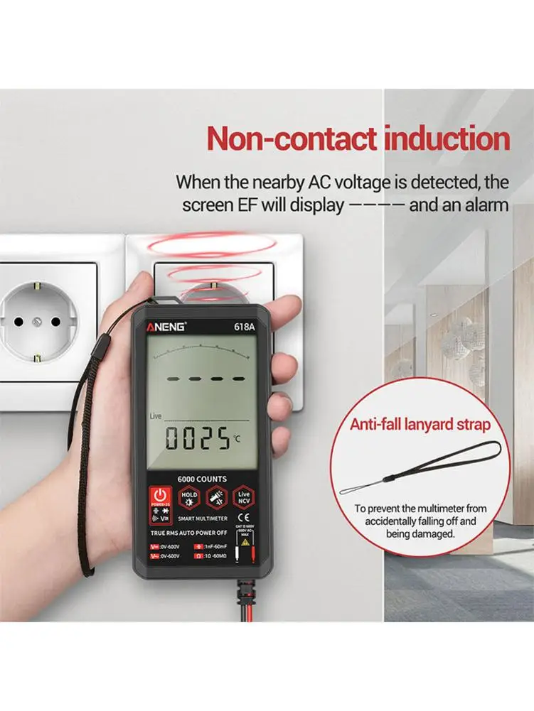 Цифровой мультиметр 618A с испытательными выводы автоматический ручной дальномер
