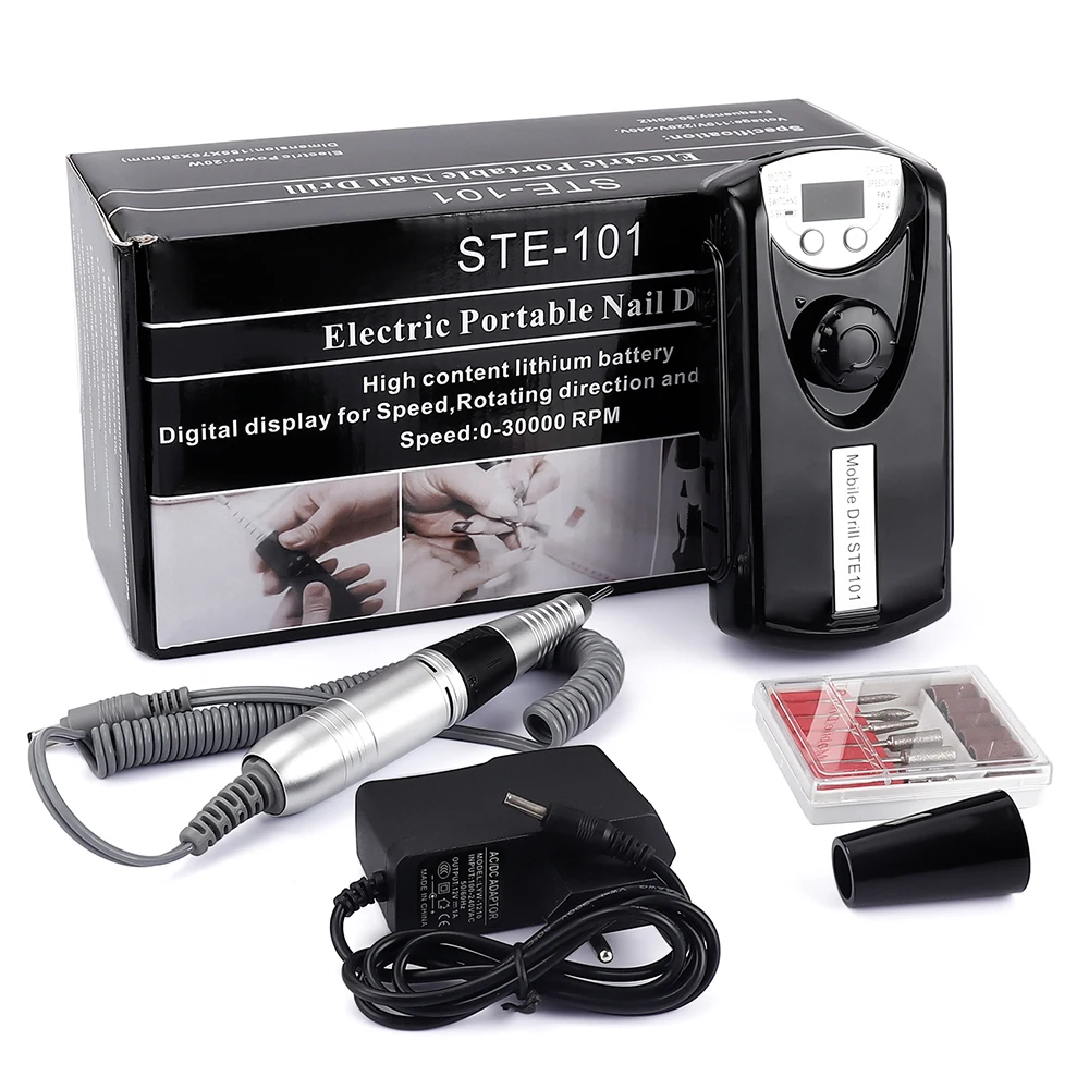 30000 об/мин перезаряжаемая портативная дрель для ногтей с 6 шт. керамическими