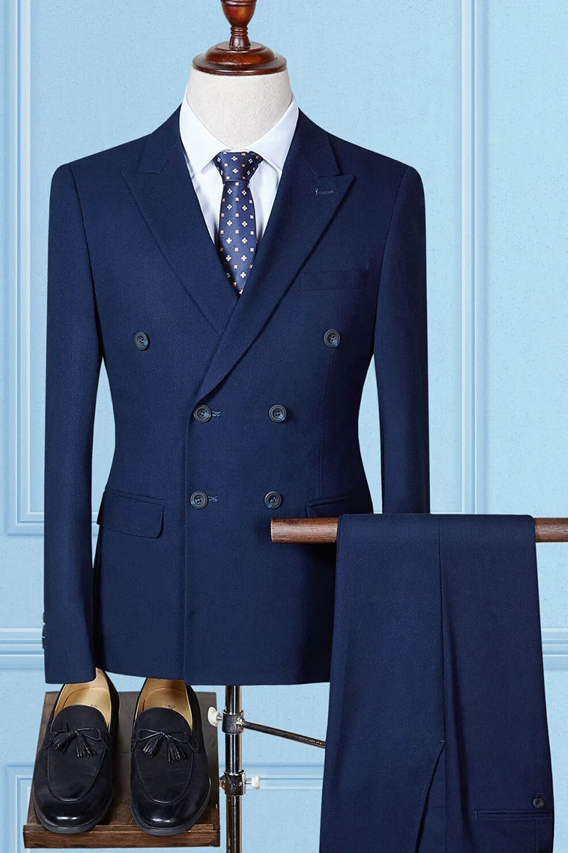 

(Blazer + pants + vest) luxury men's double-breasted suit fashion boutique bridegroom wedding dress men tuxedobanquet club dress