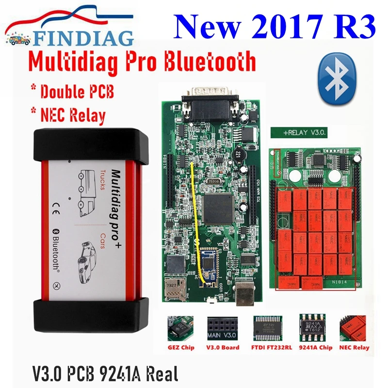 Новинка диагностический инструмент Multidiag Pro + Bluetooth 2017 R3 с бесплатной двойной