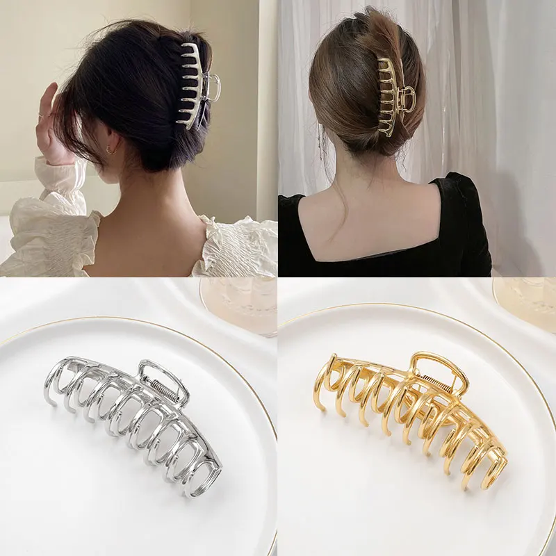 

Fashionable Women's Chic Geometric Barrettes Elegant Temperament Hair Accessories Pretty Simple Metal Hollow Out Hair Claw