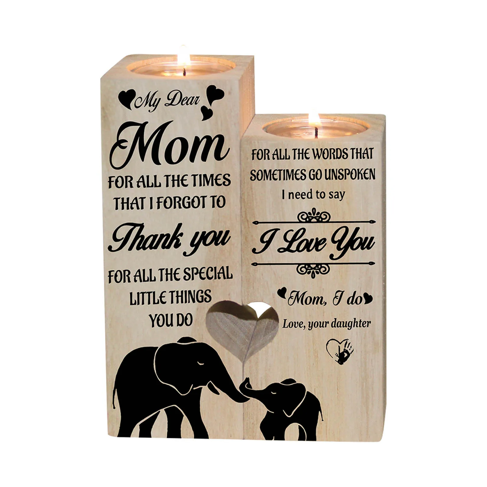 

Wooden Candlestick Holder Gift for Couple Daughter Heart-shaped Craft Wooden