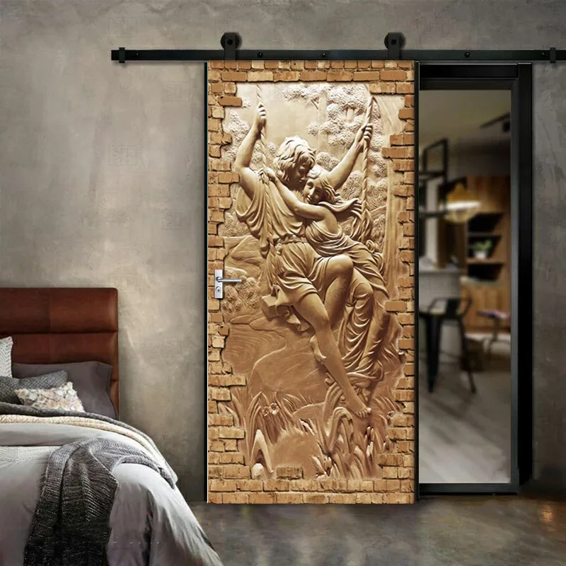 

Door Stickers European Embossed Figure Love Living Room Bedroom Door Wallpaper PVC Self Adhesive Wall Decals Imitation Sticker